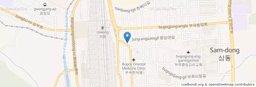Mapa de ubicacion de 우리은행 의왕역자동화점 en Güney Kore, 경기도, 의왕시, 부곡동.