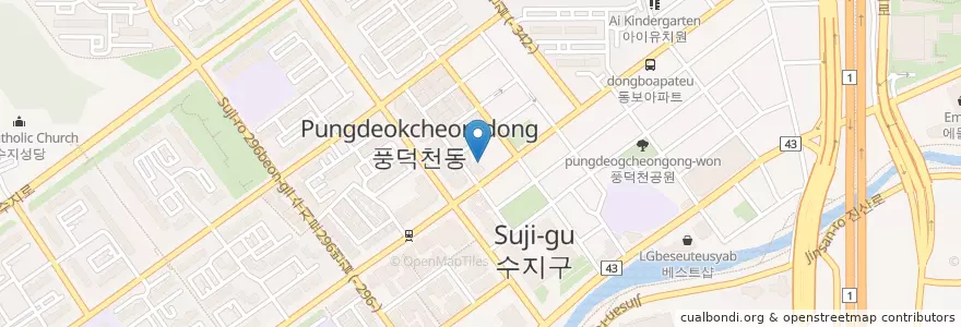 Mapa de ubicacion de 모아상호저축은행 en کره جنوبی, گیونگی-دو, 용인시, 수지구.