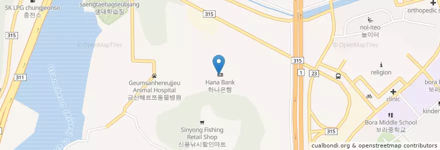 Mapa de ubicacion de 하나은행 en كوريا الجنوبية, 경기도, 용인시, 기흥구.