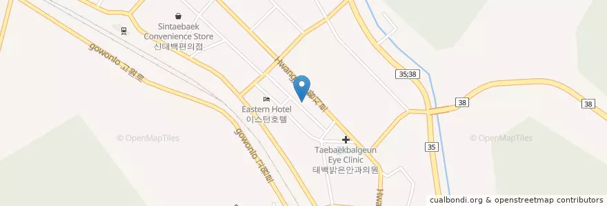 Mapa de ubicacion de 도민상호저축은행 en 大韓民国, 江原道, 太白市.
