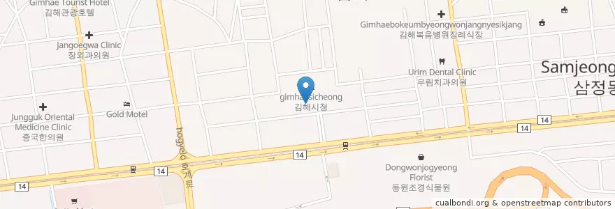 Mapa de ubicacion de 경남은행 en 大韓民国, 慶尚南道, 金海市.
