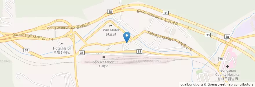 Mapa de ubicacion de 신한은행 사북지점 en Korea Selatan, Gangwon, 정선군.