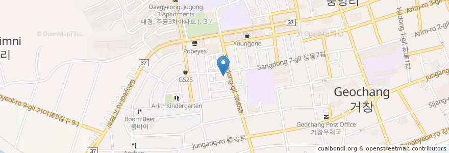 Mapa de ubicacion de 아림상호저축은행 en Güney Kore, 경상남도, 거창군.