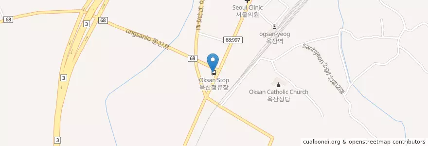 Mapa de ubicacion de 옥산정류장 en Coreia Do Sul, Gyeongsang Do Norte, 상주시.