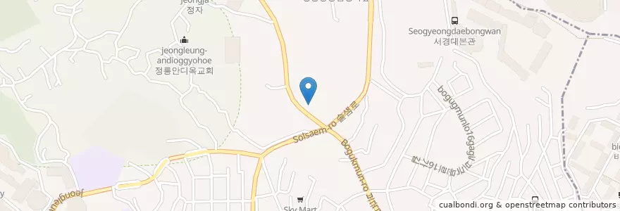 Mapa de ubicacion de 정릉4동 주민센터 en Corea Del Sur, Seúl, 성북구, 정릉4동.