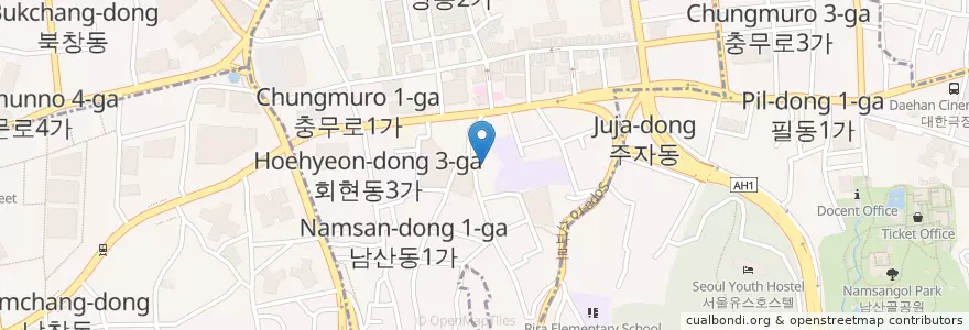 Mapa de ubicacion de 명동주민센터 en Güney Kore, Seul, 중구, 명동.
