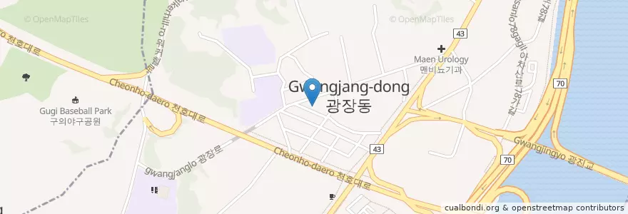 Mapa de ubicacion de 광장동 주민센터 en Corea Del Sur, Seúl, 광진구, 광장동.