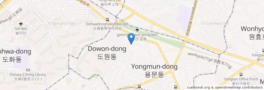 Mapa de ubicacion de 용문동 주민센터 en Республика Корея, Сеул, 용산구, 용문동.