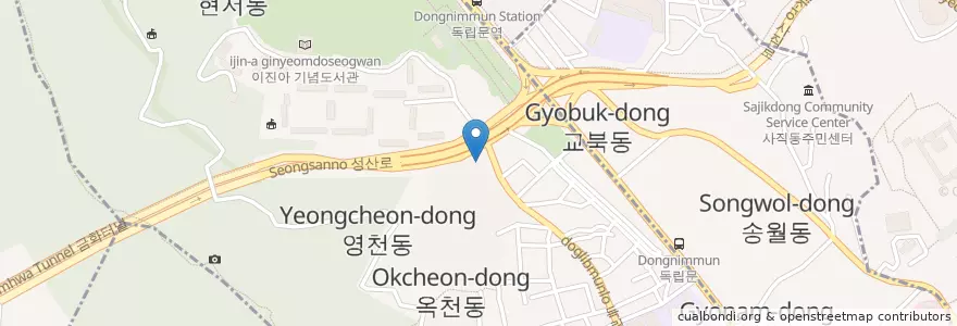 Mapa de ubicacion de 천연동 주민센터 en كوريا الجنوبية, سول, 서대문구, 천연동.
