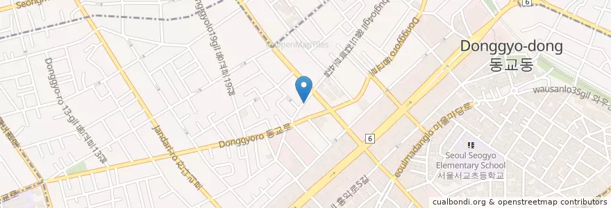 Mapa de ubicacion de 서교동 주민센터 en 大韓民国, ソウル, 麻浦区, 西橋洞.