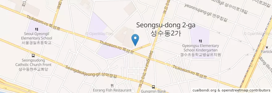 Mapa de ubicacion de 성수2가1동 주민센터 en Corea Del Sur, Seúl, 성동구, 성수2가1동.