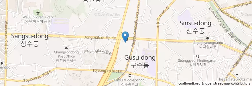 Mapa de ubicacion de 서강동 주민센터 en Korea Selatan, 서울, 마포구.