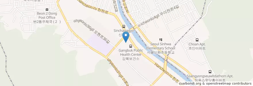 Mapa de ubicacion de 번2동 주민센터 en Corée Du Sud, Séoul, 강북구, 번2동.