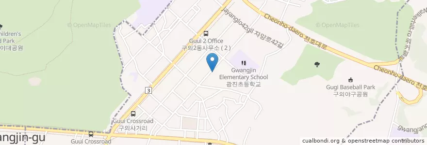 Mapa de ubicacion de 구의2동 주민센터 en 大韓民国, ソウル, 広津区, 구의2동.