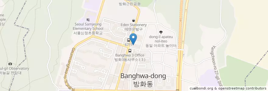 Mapa de ubicacion de 방화3동 주민센터 en Coreia Do Sul, Seul, 강서구, 방화2동.