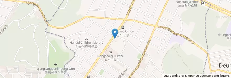 Mapa de ubicacion de 화곡6동 주민센터 en Korea Selatan, 서울, 강서구, 화곡6동.