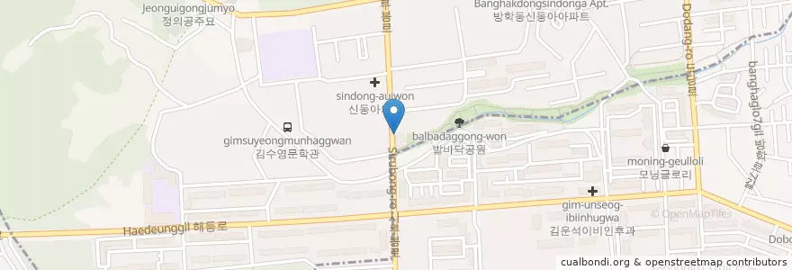 Mapa de ubicacion de 방학3동 주민센터 en Güney Kore, Seul, 도봉구, 방학3동.