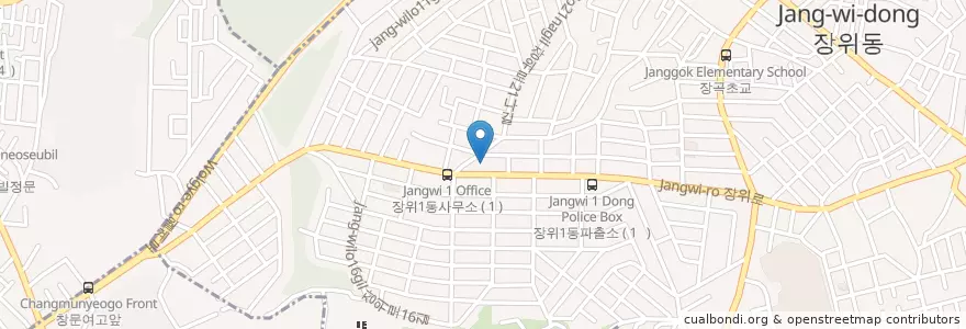 Mapa de ubicacion de 장위1동 주민센터 en 韩国/南韓, 首尔, 城北區, 장위1동.