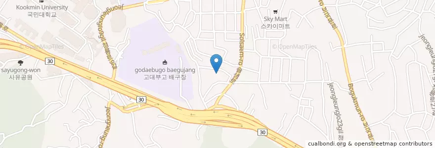 Mapa de ubicacion de 정릉3동 주민센터 en 대한민국, 서울, 성북구, 정릉3동.