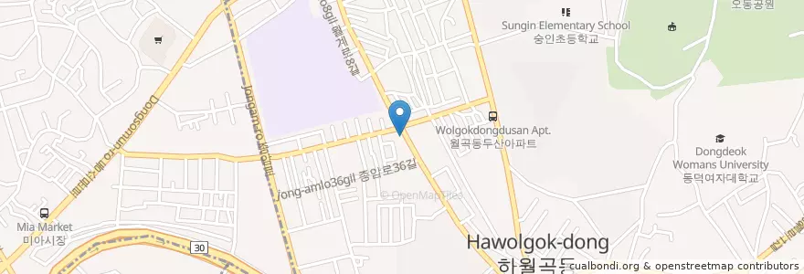 Mapa de ubicacion de 월곡1동 주민센터 en 韩国/南韓, 首尔, 城北區, 월곡1동.