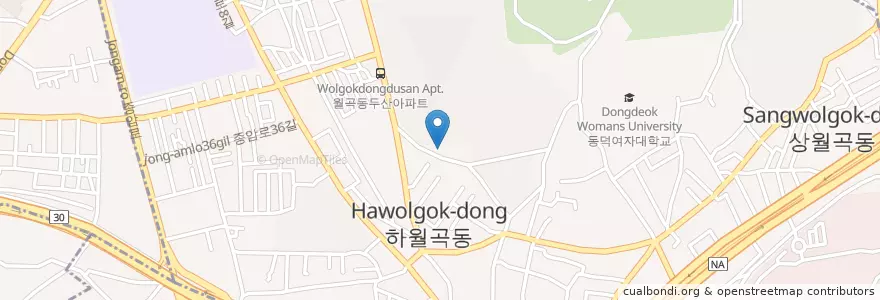 Mapa de ubicacion de 월곡4동 주민센터 en 대한민국, 서울, 성북구, 월곡1동, 월곡2동.