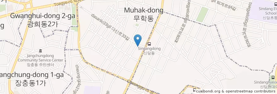 Mapa de ubicacion de 신당동 주민센터 en 대한민국, 서울, 중구, 신당동.