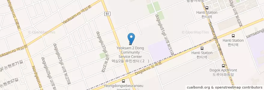 Mapa de ubicacion de 역삼2동 주민센터 en Südkorea, Seoul, 강남구, 역삼동, 역삼2동.