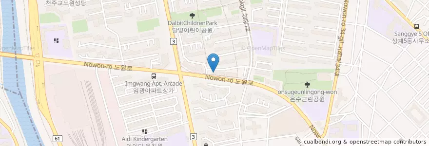 Mapa de ubicacion de 상계10동 주민센터 en Республика Корея, Сеул, 노원구, 상계10동.