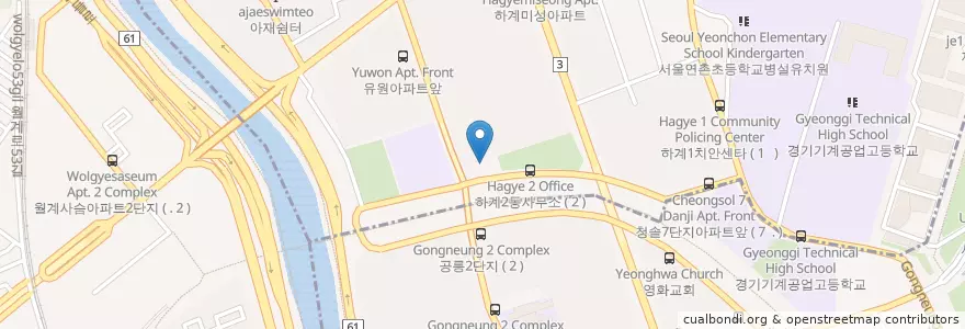 Mapa de ubicacion de 하계2동 주민센터 en Республика Корея, Сеул, 노원구, 하계2동.