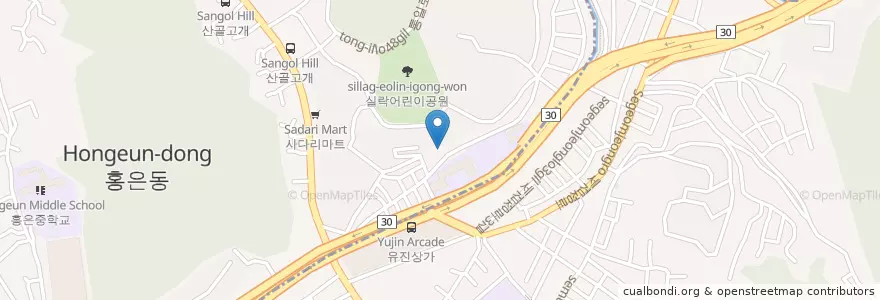 Mapa de ubicacion de 홍은1동 주민센터 en 韩国/南韓, 首尔, 西大門區, 홍은동, 홍은1동.