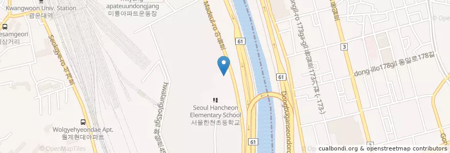 Mapa de ubicacion de 월계3동 주민센터 en Südkorea, Seoul, 노원구, 공릉1동, 월계3동.