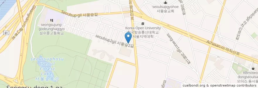 Mapa de ubicacion de 성수1가2동 주민센터 en 대한민국, 서울, 성동구, 성수1가1동, 성수1가1동.