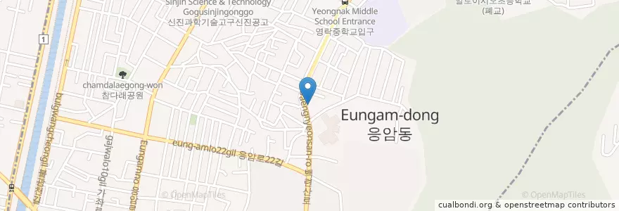 Mapa de ubicacion de 응암2동 주민센터 en Corée Du Sud, Séoul, 은평구, 응암2동.