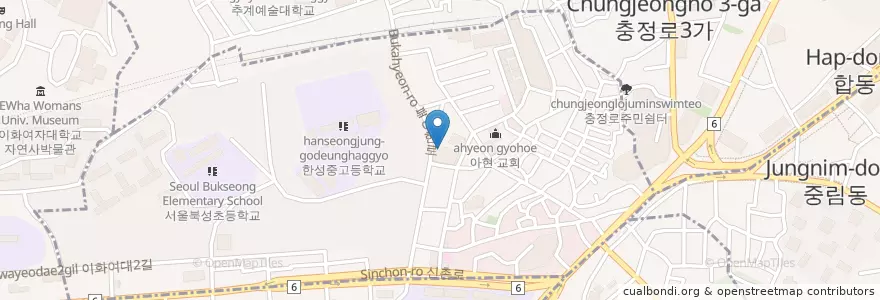 Mapa de ubicacion de 북아현동 주민센터 en Corée Du Sud, Séoul, 서대문구, 북아현동.