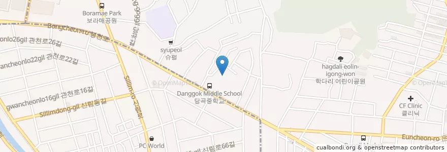 Mapa de ubicacion de 보라매동주민센터 en كوريا الجنوبية, سول, 보라매동.