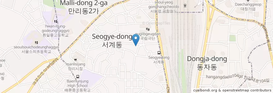Mapa de ubicacion de 青坡路 住民センター en 大韓民国, ソウル, 龍山区, 中区, 青坡洞.