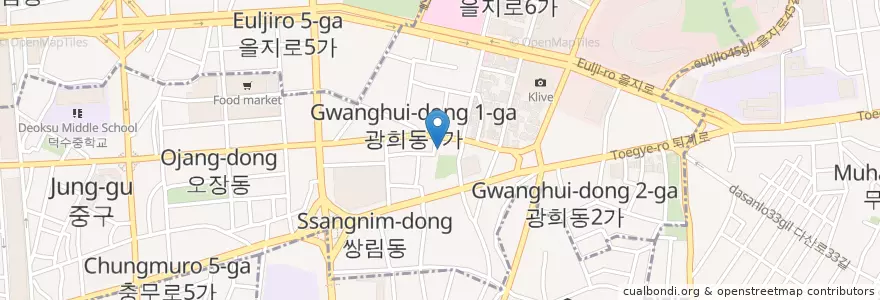 Mapa de ubicacion de Gwanghuidong Community Service Center en South Korea, Seoul, Gwanghui-Dong.