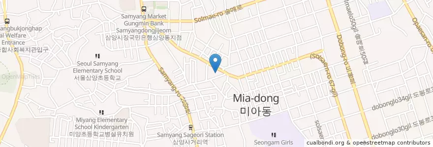 Mapa de ubicacion de 미아8동주민센터 en Республика Корея, Сеул, 강북구, 송천동.