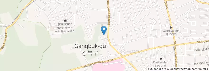 Mapa de ubicacion de 수유6동주민센터 en 대한민국, 서울, 강북구, 인수동.