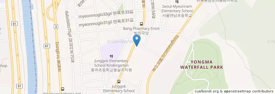 Mapa de ubicacion de 면목4동주민센터 en كوريا الجنوبية, سول, 중랑구, 면목4동.