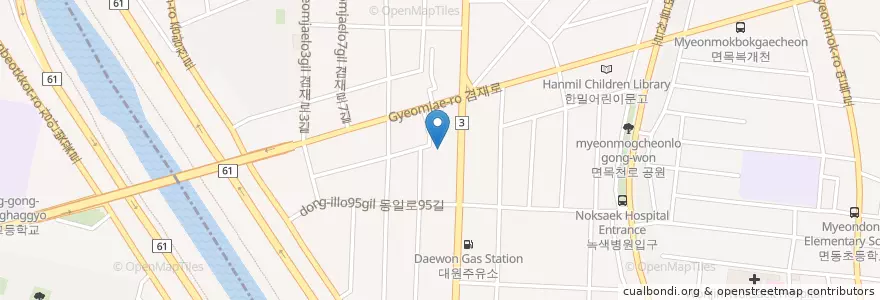 Mapa de ubicacion de 면목5동주민센터 en Corée Du Sud, Séoul, 면목5동.