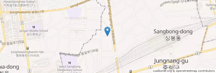 Mapa de ubicacion de 상봉1동주민센터 en Güney Kore, Seul, 중랑구, 상봉1동, 상봉1동.
