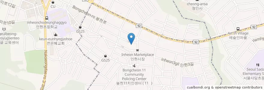 Mapa de ubicacion de 인헌동 주민센터 en 대한민국, 서울, 관악구, 인헌동.