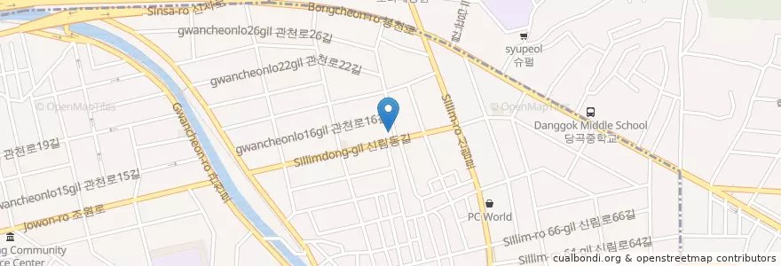Mapa de ubicacion de 신림동주민센터 en Südkorea, Seoul, 신림동.