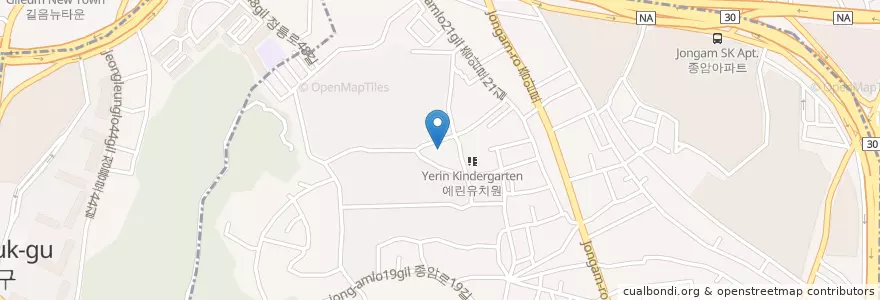 Mapa de ubicacion de 종암동파출소 en 韩国/南韓, 首尔, 城北區, 종암동.