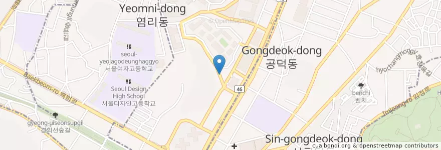 Mapa de ubicacion de 아현동주민센터 en Güney Kore, Seul, 마포구, 아현동.