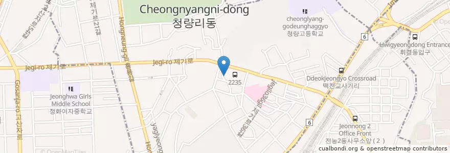 Mapa de ubicacion de 청량리주민센터 en Zuid-Korea, Seoel, 동대문구, 청량리동, 청량리동.