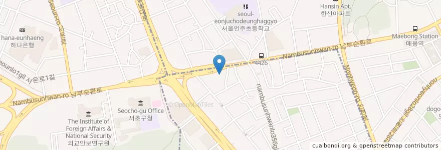 Mapa de ubicacion de 양재1동주민센터 en کره جنوبی, سئول, 서초구.