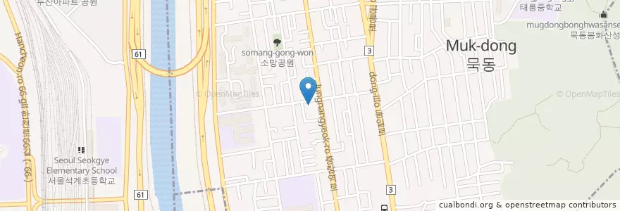 Mapa de ubicacion de 묵제2동주민센터 en 대한민국, 서울, 중랑구, 묵2동.