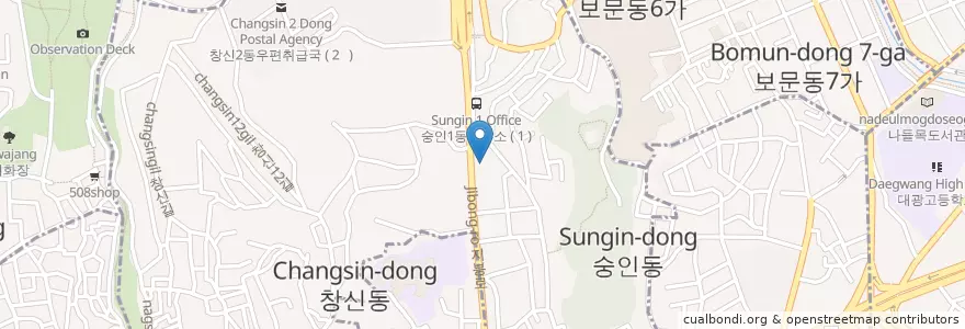 Mapa de ubicacion de 숭인1동주민센터 en کره جنوبی, سئول, 숭인1동.